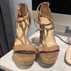 Michael Kors Chic Tan Wedge Sandals